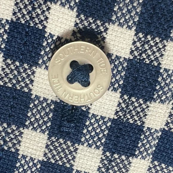 Southern Tide Tailored Fit navy white gingham Button Down Shirt size Medium - Picture 7 of 7